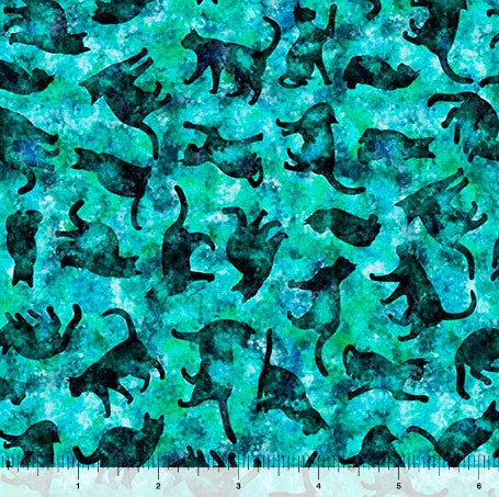 Feline Fantasia - Cat Silhouettes Turquoise