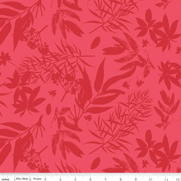 Floral Gardens - Insects Foliage Red 15" Remnant