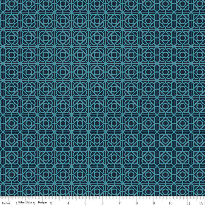 Floral Gardens - Garden Tile Midnight 14" Remnant