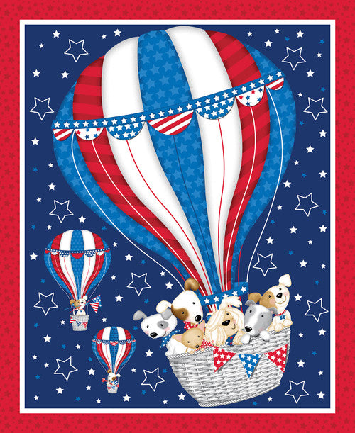Patriotic Pooch Panel - Pups in Hot Air Ballon