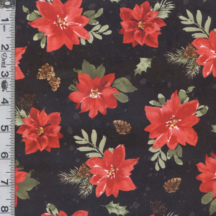 Cardinal Celebration - Poinsettias Black