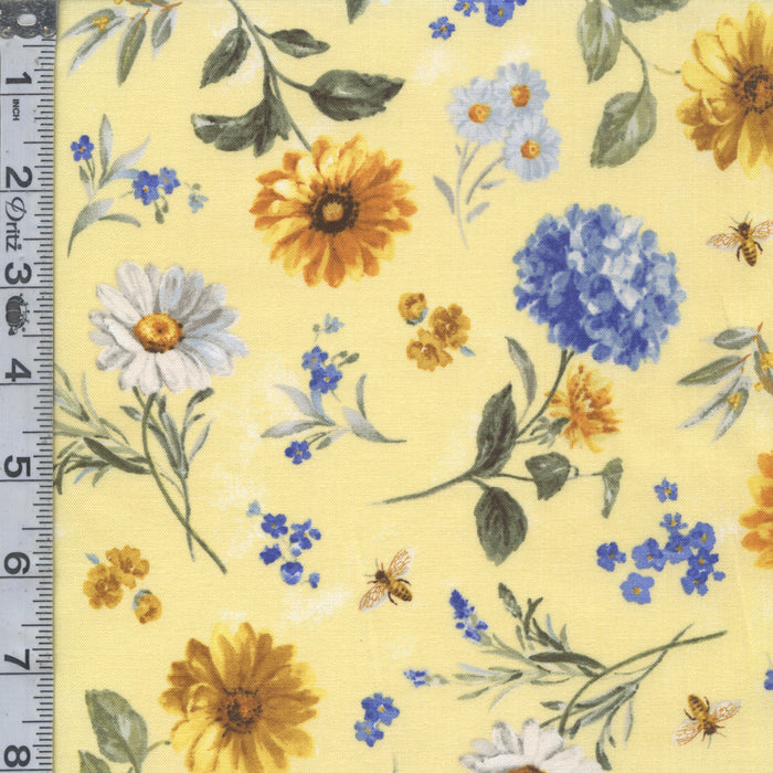 Bees & Blooms - Large Floral Toss Yellow