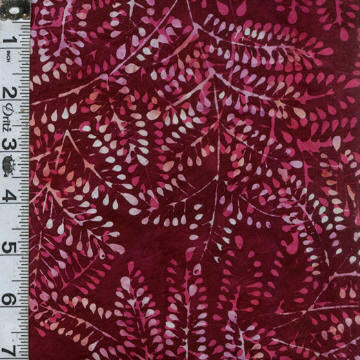 Bali Batiks - Leaf Stems Burgundy