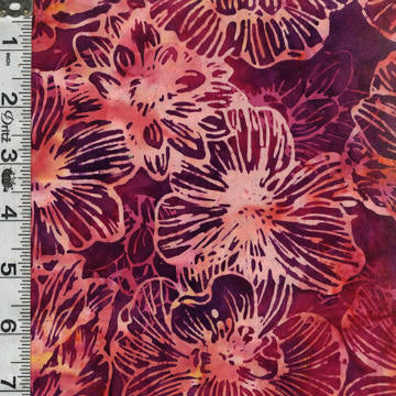 Bali Batiks - Large Floral Cabernet