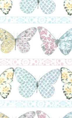 Butterfly Row Minky - Butterfly Stripe White