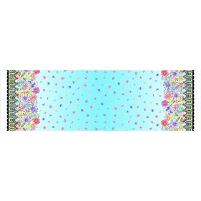 Minky - Le Jardins Border - Floral Aqua