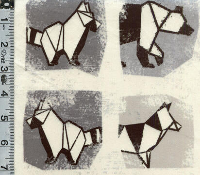 Minky - Origami Forest - Animals Black