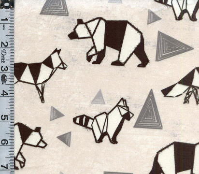Minky - Wild Origami - Triangle Animals Black