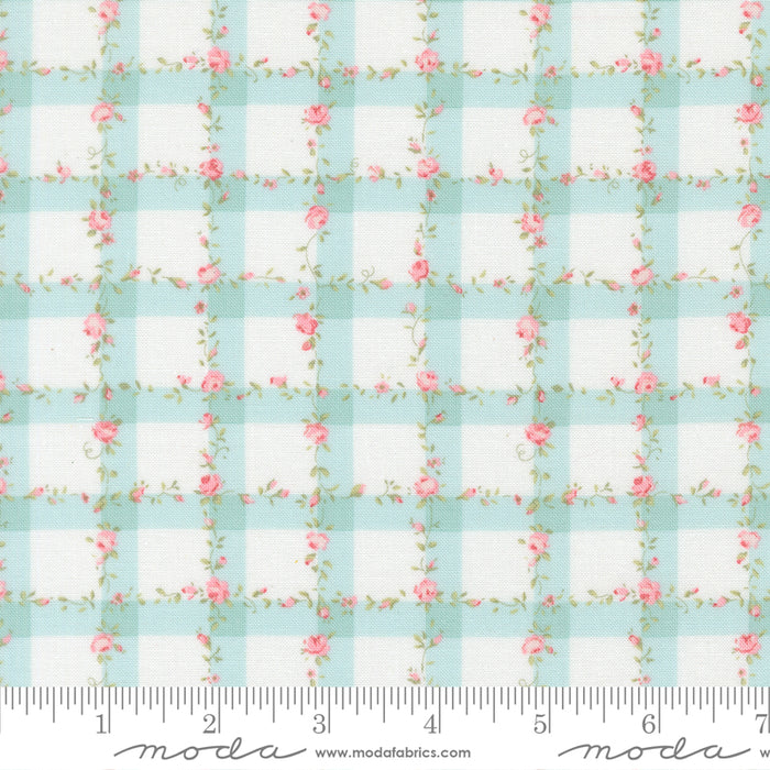 Abide - Floral Gingham Light Blue