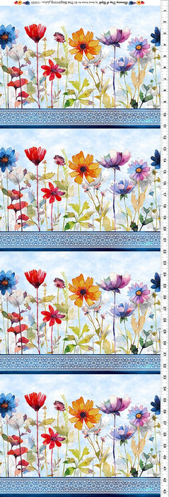 Blooming Day & Night - Blue Border