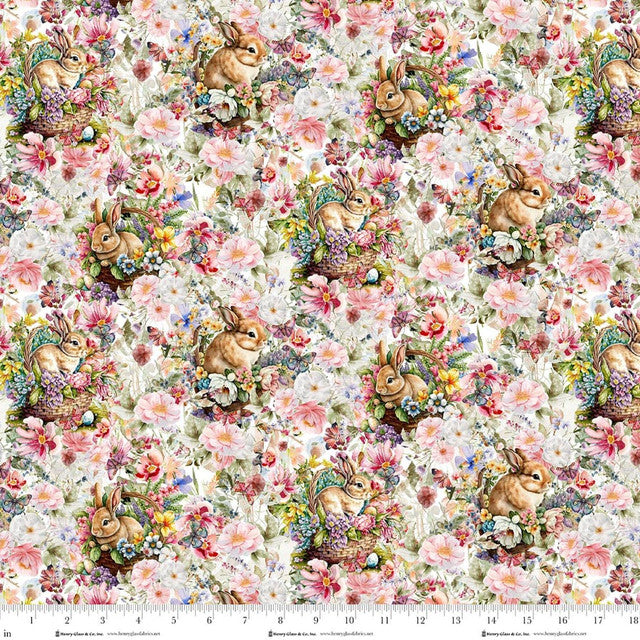 Basket Full of Blessings - Packed Floral & Bunnies White