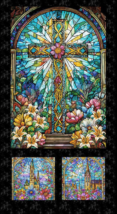 Faith in Full Color - Stained Glass Panel Black