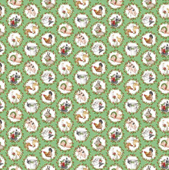 Barnyard Christmas - Animal Wreath Green