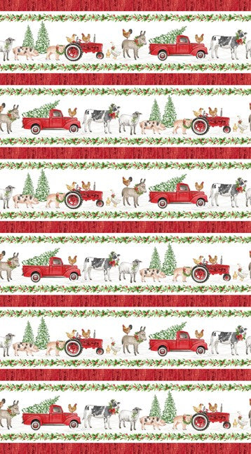 Barnyard Christmas - Border Stripe Multi