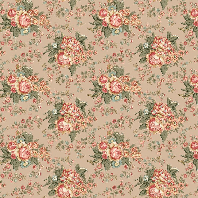Manoir - Antiques Roadshow - Floral Bouquet Tan