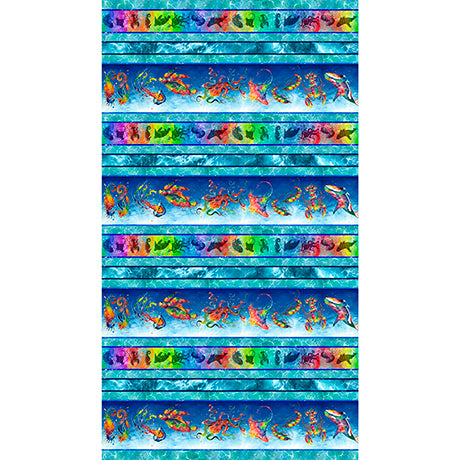 The Deep Digital Print - Sea Creatures Stripe Multi