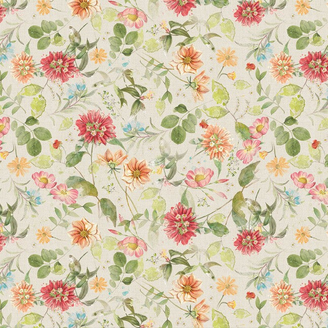 Hummingbird Days - Mixed Floral Light Khaki