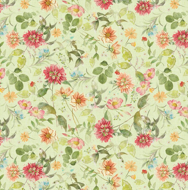 Hummingbird Days - Mixed Floral Light Olive
