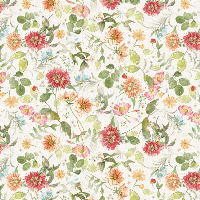 Hummingbird Days - Mixed Floral Off White