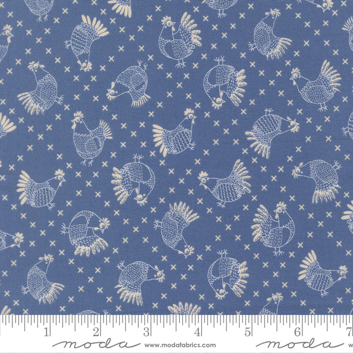 The Henhouse - Cross Stitch Chickens Cobalt