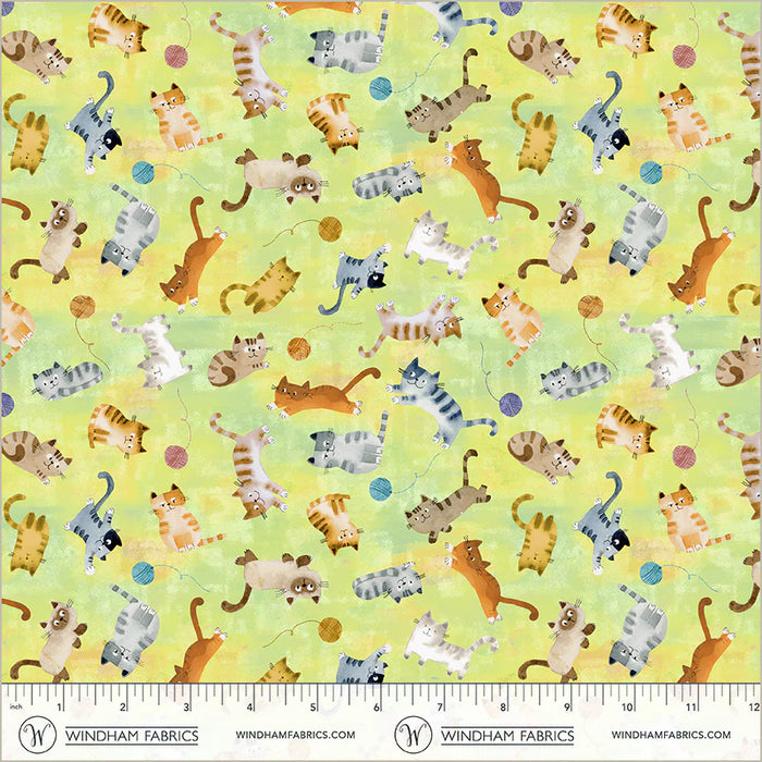 Cats Around Town - Playful Companions Green