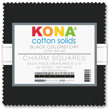Kona Solid Charm Square - Black