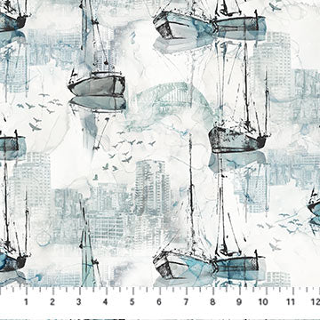 City Harbor - Sailboats White/Multi
