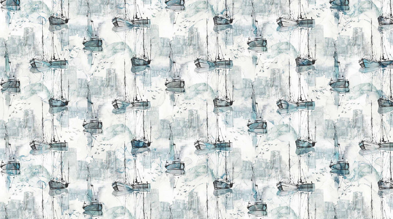 City Harbor - Sailboats White/Multi