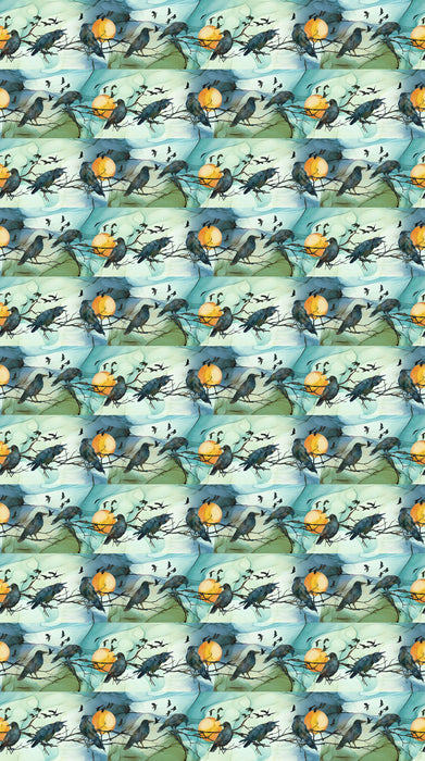 Raven's Call - Border Stripes Teal Multi