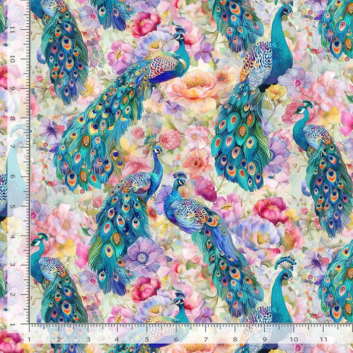Wild Beauty - Peacocks on Floral Multi