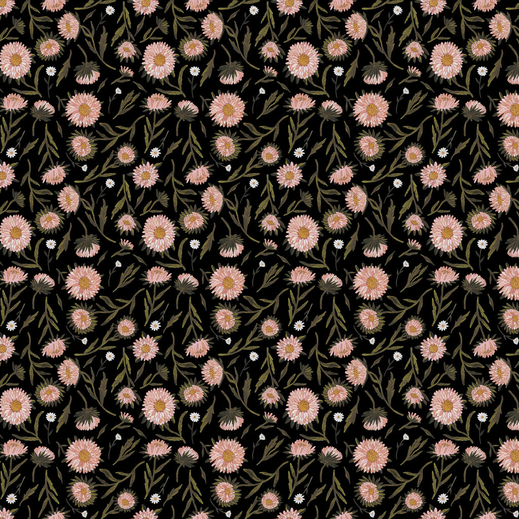 Nature Trail - Large Floral Black — Fabric Shack, image size:1024x1024