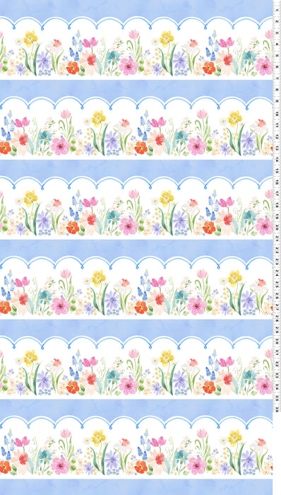 Spring Cheer - Pictorial Stripe Light Denim