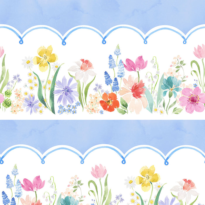 Spring Cheer - Pictorial Stripe Light Denim