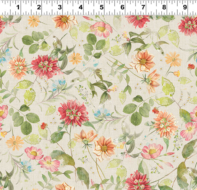 Hummingbird Days - Mixed Floral Light Khaki