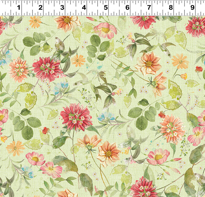 Hummingbird Days - Mixed Floral Light Olive