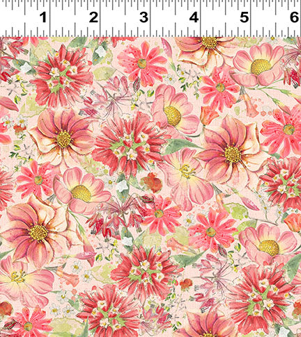 Hummingbird Days - Packed Floral Coral