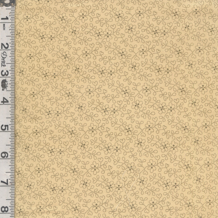 Sewing Basket - Dot Vines Tan 13" Remnant