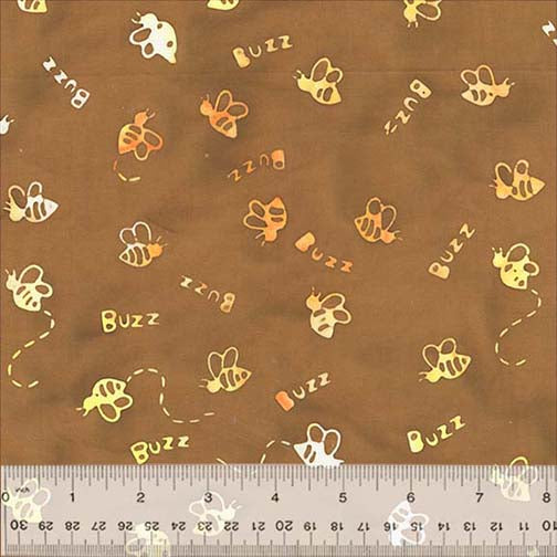 Whats the Buzz Batiks - Buzzing Bees Brown