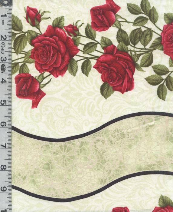 A Festival of Roses - Festive Roses Green 6" Remnant