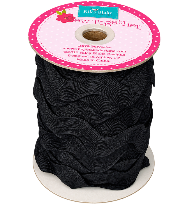Black 1-3/8" Ric Rac 25 Yard Spool