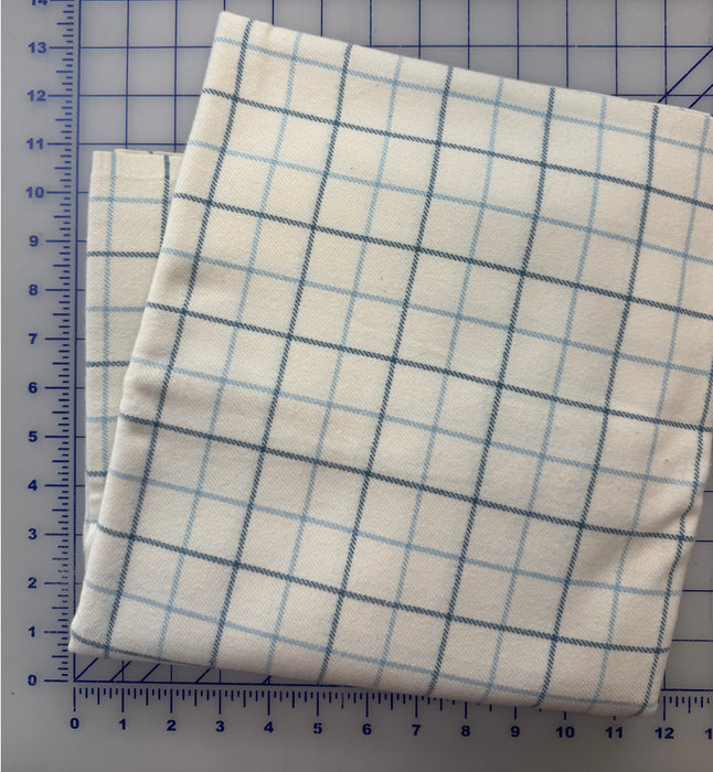 Cream & Blue Primo Plaid Flannel 1-3/4 Yard Piece