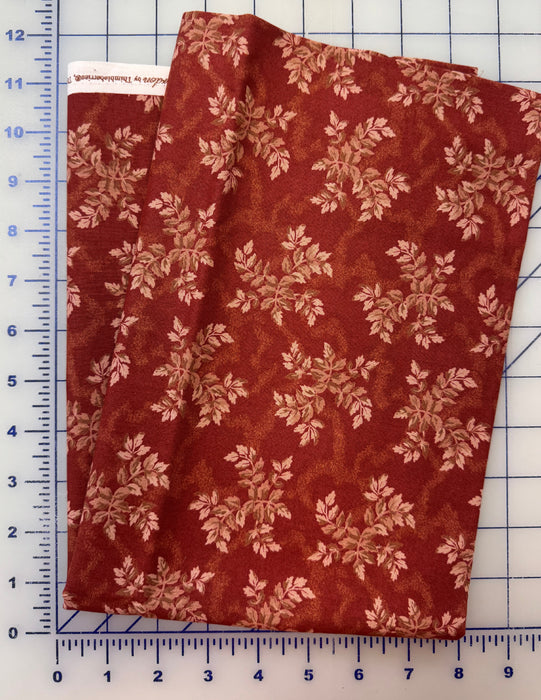 House & Garden Leaves Dark Pink/Red 3/4 Yard Piece