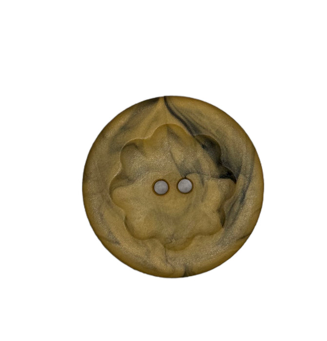Fashion Button 25mm Round - Marbled Olive