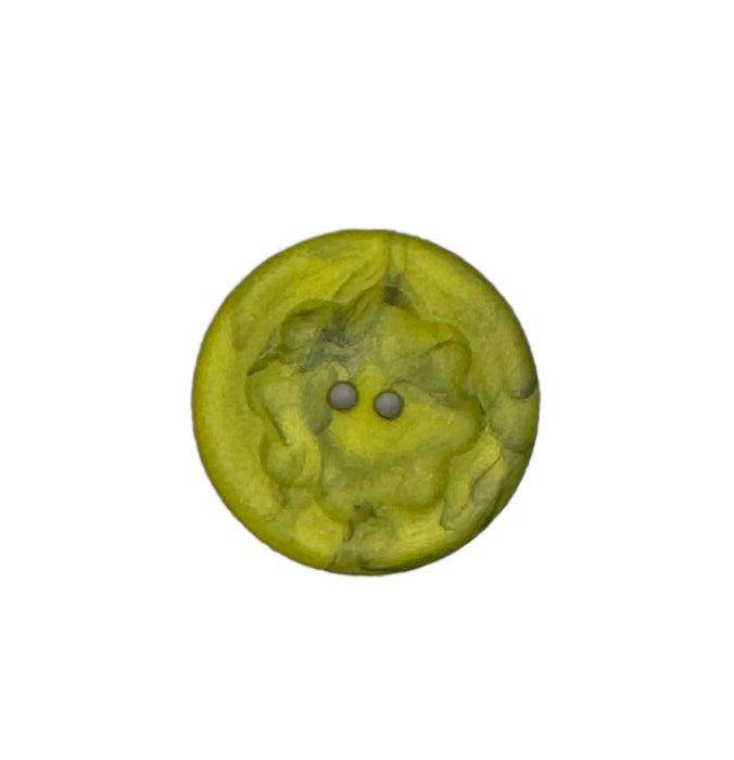 Fashion Button 25mm Round - Marbled Chartreuse