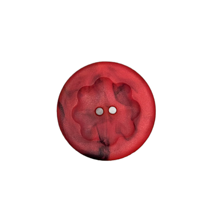 Fashion Button 25mm Round - Marbled Red