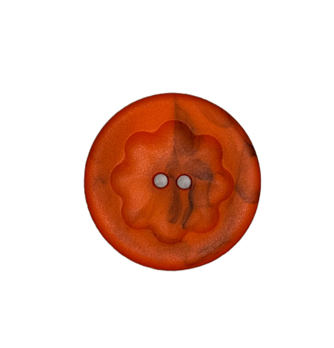 Fashion Button 25mm Round - Marbled Orange