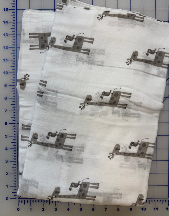 Gray Giraffe 56/58" Double Gauze 3 Yard Piece