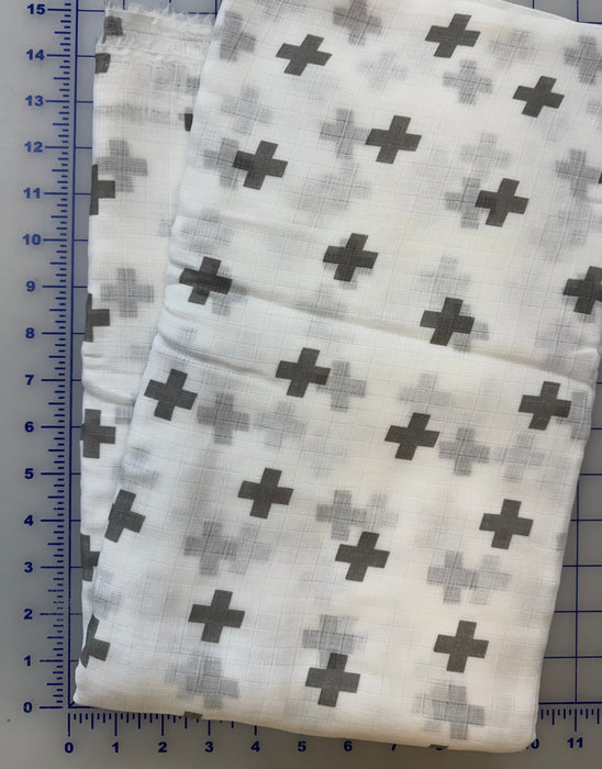 Gray Plus Signs 56/58" Double Gauze 3 Yard Piece