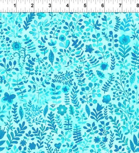 Floral Menagerie - Fronds Blue