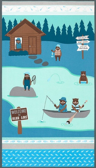 Brawny Bears Flannel Panel - Lake